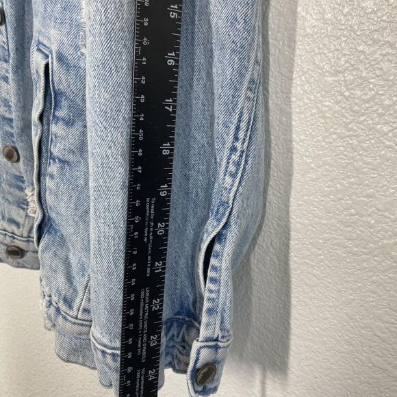 Social Tourist Jacket Large Distressed Denim Trucker Los Angeles California - Picture 10 of 16